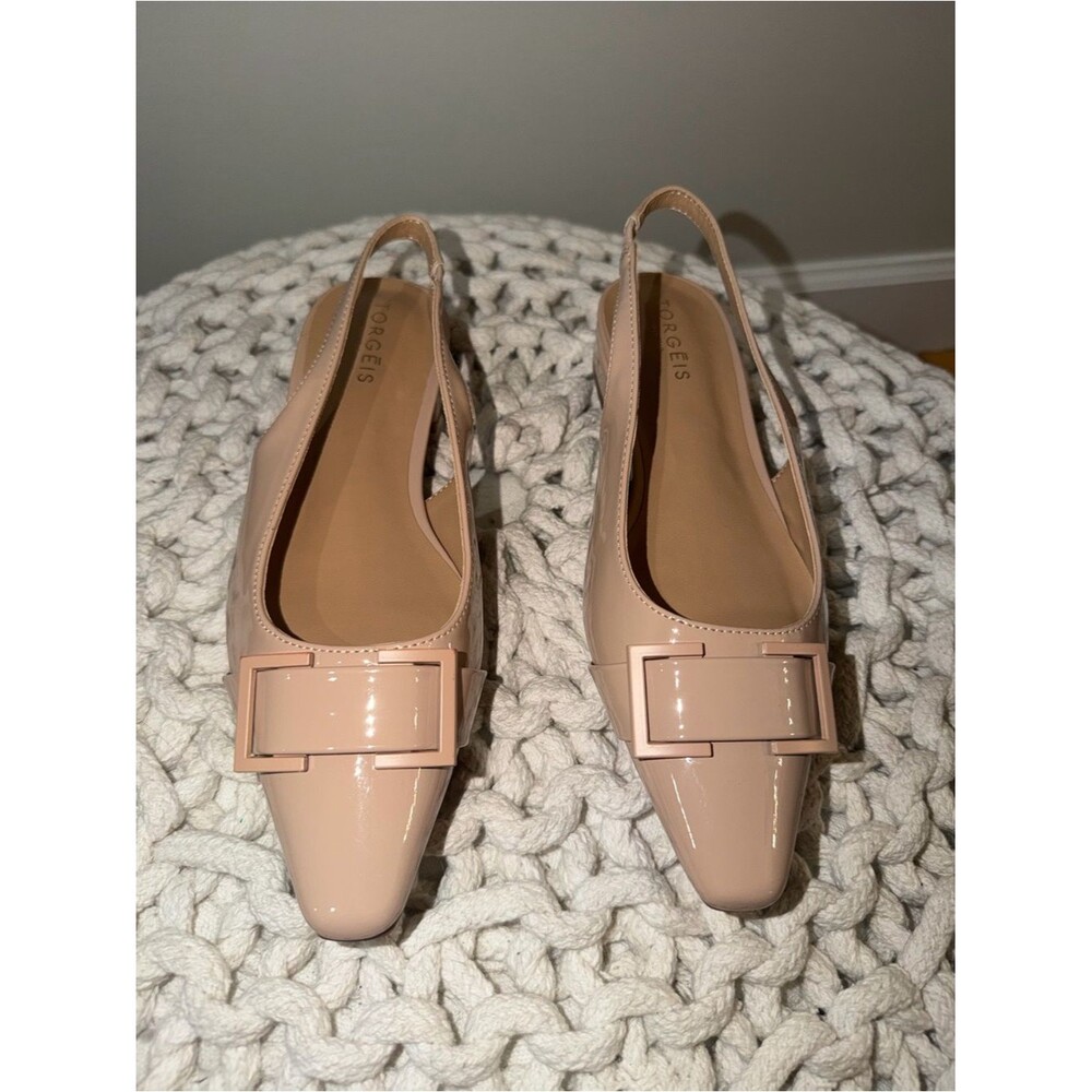 Torgeis Janessa Beige Patent Slingback Flats Size 7